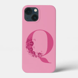 Lettre florale monogramme Q coque iphone