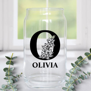 Lettre florale O Monogramme et nom personnalisé