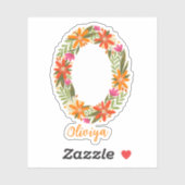 Lettre florale O stickers vinyle taillé sur mesure (Feuille)