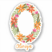 Lettre florale O stickers vinyle taillé sur mesure (Devant)