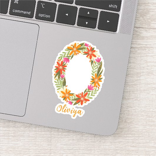Lettre florale O stickers vinyle taillé sur mesure (Détail)
