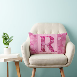 LETTRE Florale rose LETTRE "R" Coussin Lumbar