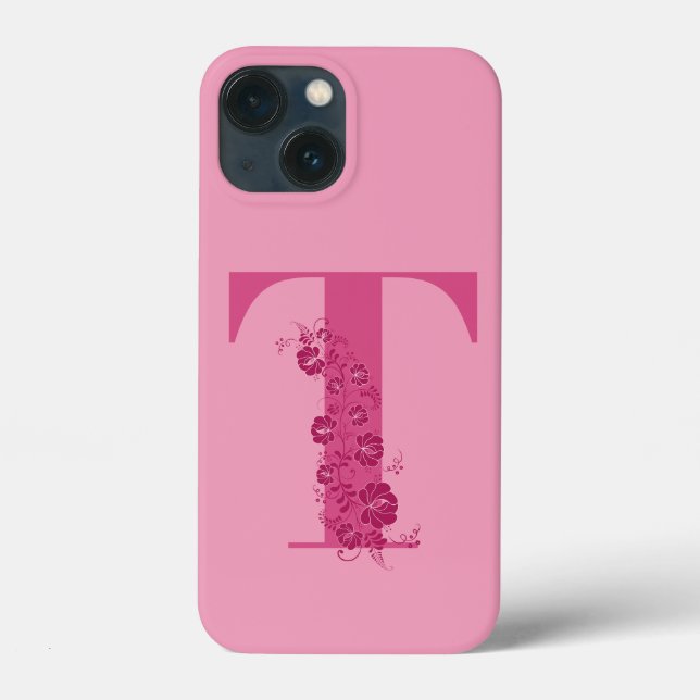 LETTRE Florale rose monogramme T coque iphone (Verso)