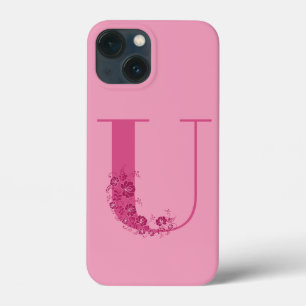 LETTRE Florale rose monogramme U coque iphone