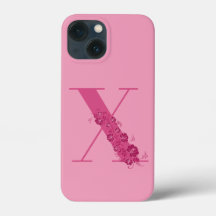 LETTRE Florale rose monogramme X coque iphone