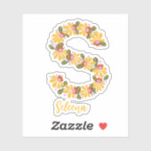 Lettre florale S stickers vinyle coupé sur mesure (Feuille)