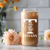 Lettre florale T Monogramme Nom personnalisé Blanc