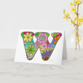 LETTRE Florale W Carte de voeux - Blanc à l'intéri (Fleur jaune)