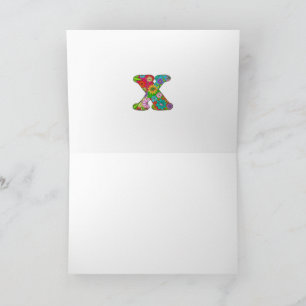 Lettre florale X Carte de voeux - Blanc à l'intéri