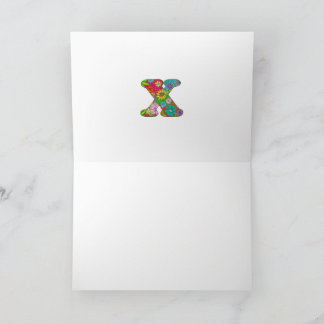 Lettre florale X Carte de voeux - Blanc à l'intéri