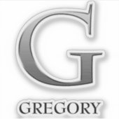 Lettre G Argent gris à deux tons et autocollant de (Devant)