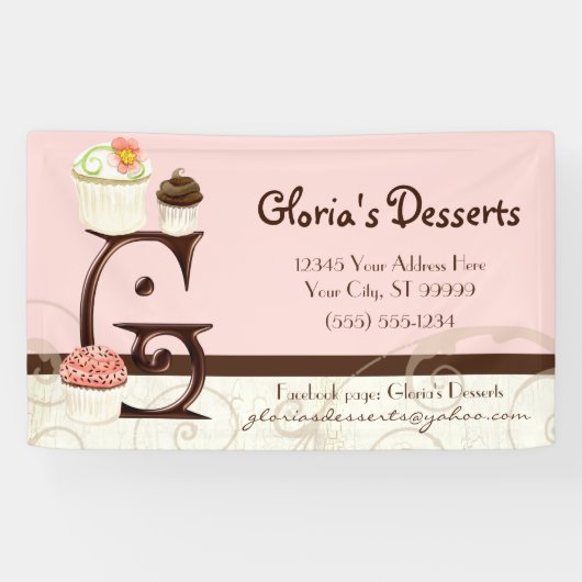 Lettre G Cupcake Desserts Boulangerie Bannière d'e (Horizontal)