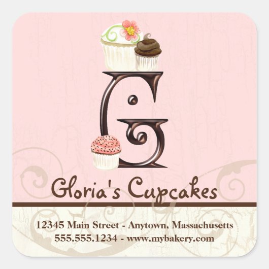 Lettre G Monogram Cupcake Logo Stickers d'entrepri (Devant)