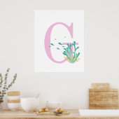 Lettre G Monogramme Rose Turquoise Corail Affiche  (Cuisine)