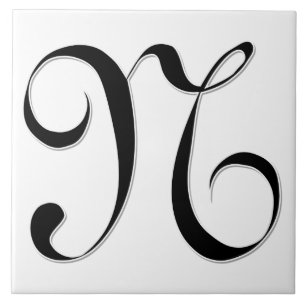 Lettre Geessele N en Carreaux Monogrammes noirs