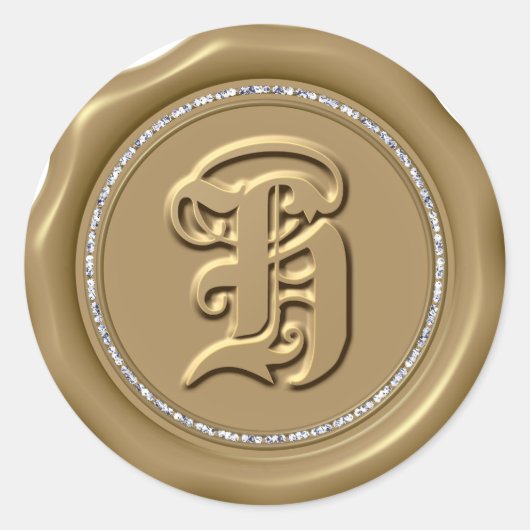 *~* LETTRE H Cercle Diamant Stickers cire d'or (Devant)