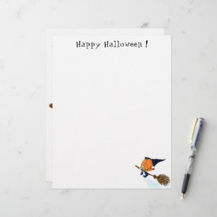 Lettre Halloween en-tête de sorcière Citrouille Volant sa