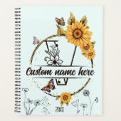 Lettre I aux papillons monogrammes de tournesol (Devant)