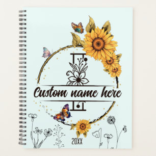 Lettre I aux papillons monogrammes de tournesol