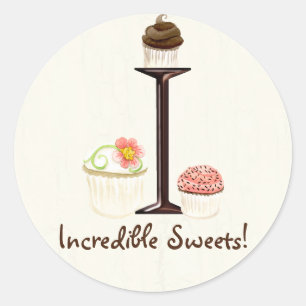 Lettre I Monogram Cupcake Logo Stickers d'entrepri