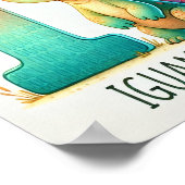 Lettre I, Poster d'aquarelle Dinosaure Alphabet (Coin)