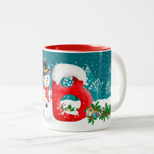Lettre initiale de Noël joyeuse Monogramme Mug (Devant droit)