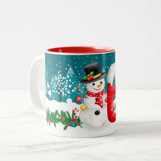 Lettre initiale de Noël joyeuse Monogramme Mug (Devant gauche)