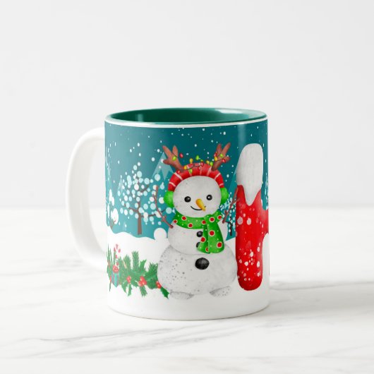 Lettre initiale de Noël Snowman Monogram Mug (Devant gauche)