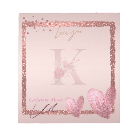 Lettre initiale K en monogramme joli bloc-notes en (Devant)