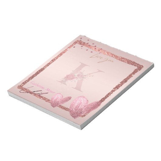 LETTRE INITIALE K Pretty Rose Bloc-notes or (Tourné)