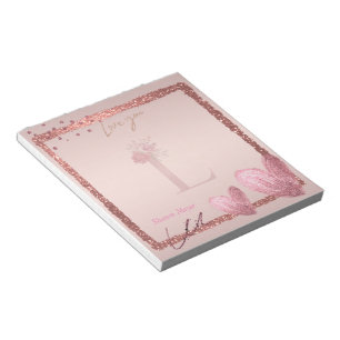 LETTRE INITIALE L Pretty Rose Bloc-notes Or