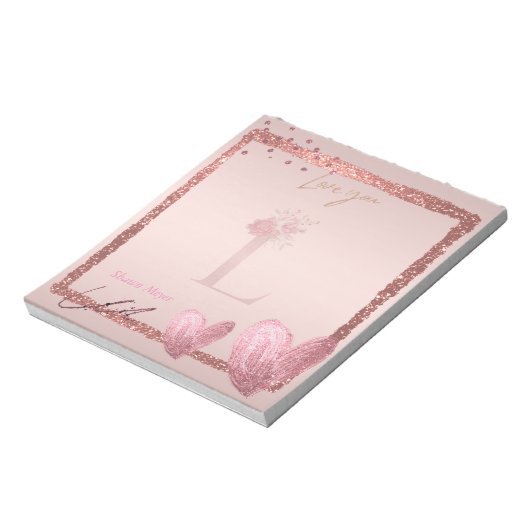 LETTRE INITIALE L Pretty Rose Bloc-notes Or (Tourné)