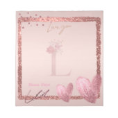 LETTRE INITIALE L Pretty Rose Bloc-notes Or (Devant)