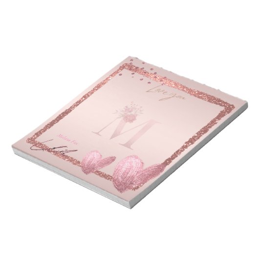 LETTRE INITIALE M Pretty Rose Bloc-notes Or (Tourné)