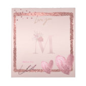 LETTRE INITIALE M Pretty Rose Bloc-notes Or (Devant)