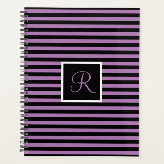 LETTRE INITIALE Moderne Violet et Noir rayé (Devant)