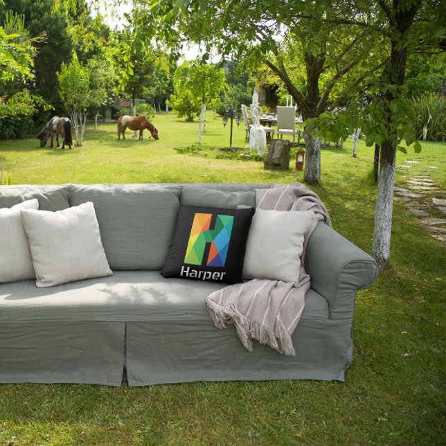 LETTRE INITIALE MONOGRAPHIQUE NOIRE Oreiller à lan (Créateur téléchargé)