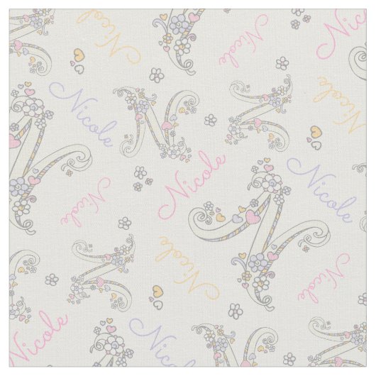 Lettre initiale N Nicole tissu de nom personnalisé (Fermer)