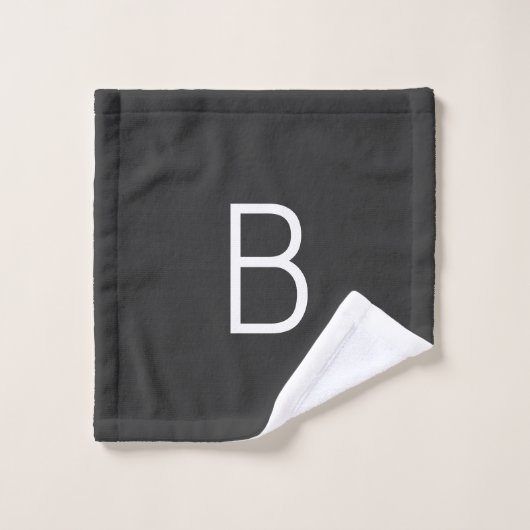 Lettre initiale noire Monogramme moderne (Gant de toilette)