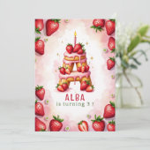 LETTRE Invitation D'Anniversaire De Fraise A Cake  (Debout devant)