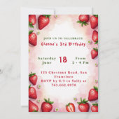 LETTRE Invitation D'ANNIVERSAIRE DE Fraise G Gâtea (Dos)