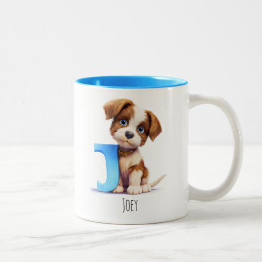 Lettre J Chien Alphabet Monogramme Café Mug (Droit)