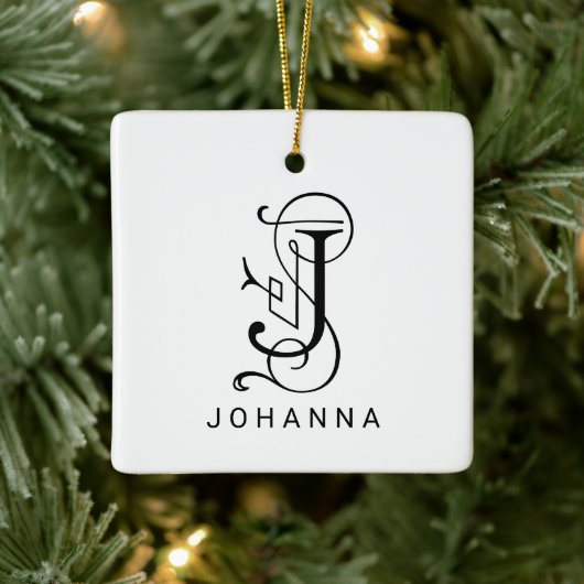 Lettre J Elegant Monogramme Ornement de Noël (Arbre)