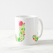 Lettre J en Fleurs Café Mug (Devant droit)