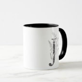 Lettre J Floral Monogramme Mug noir et blanc (Devant droit)