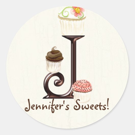 Lettre J Monogram Cupcake Logo Autocollants d'affa (Devant)