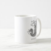 Lettre J Monogramme Nom moderne Café Mug (Devant droit)
