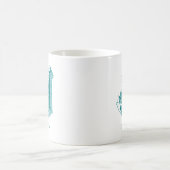 Lettre J Monogramme Turquoise Nom moderne Café Mug (Centre)