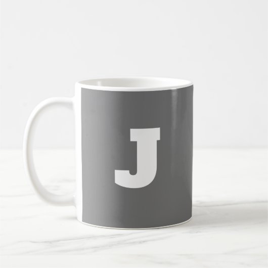 Lettre J Nom initial Mug Pour Lui Gris Gros (Gauche)