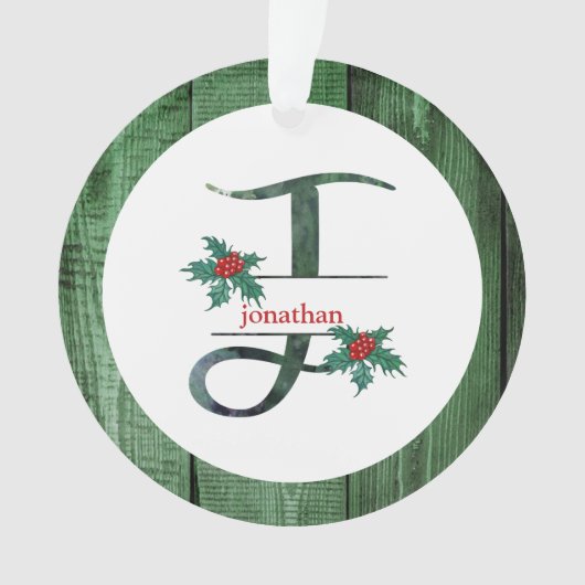 *~* LETTRE J PHOTO DE Noël Bois rustique AP44 Orn (devant)